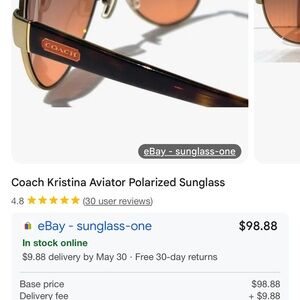 Coach Kristina Aviator Polarized Sunglasses